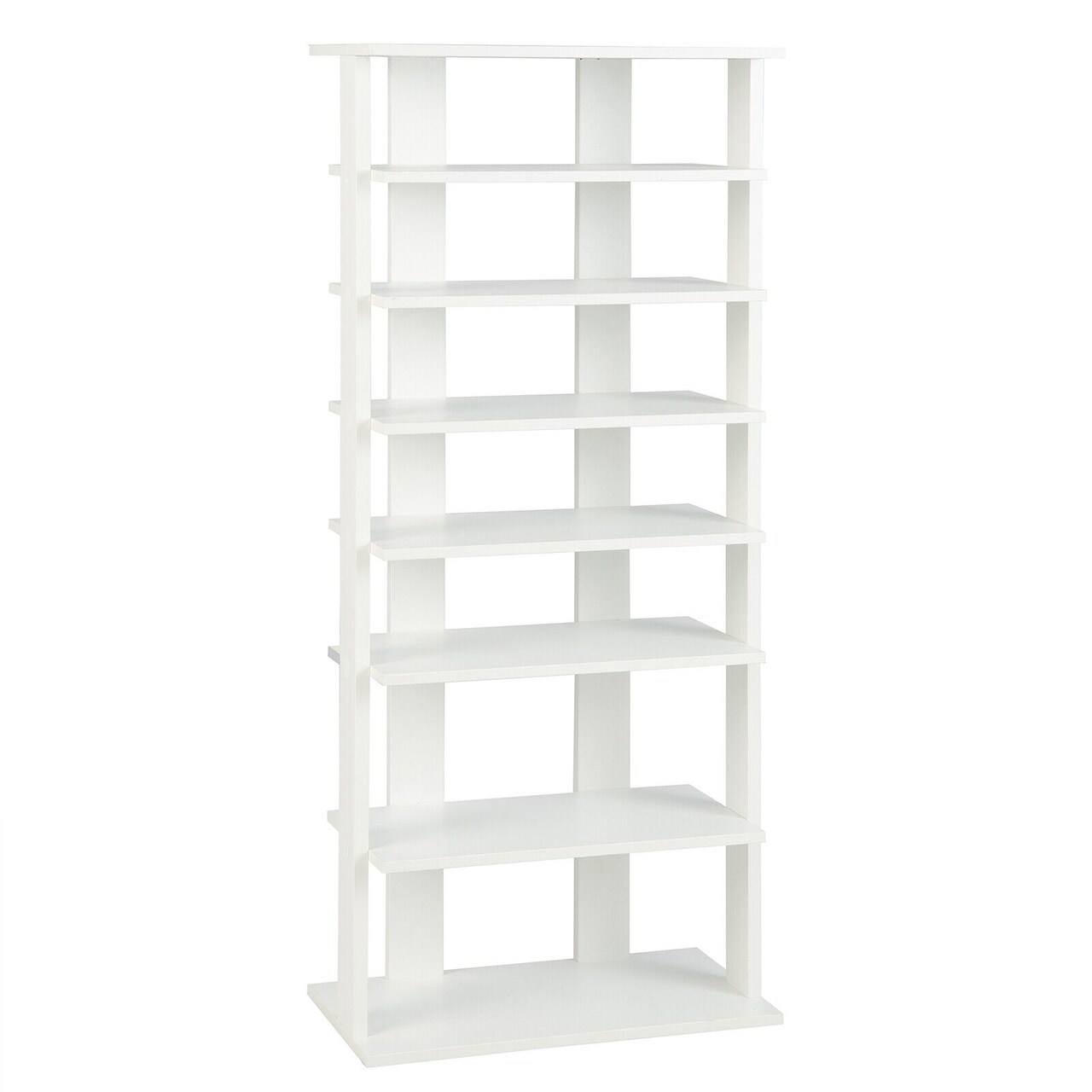 7-Tier Dual 14 Pair Shoe Rack Free Standing Concise Shelves Storage